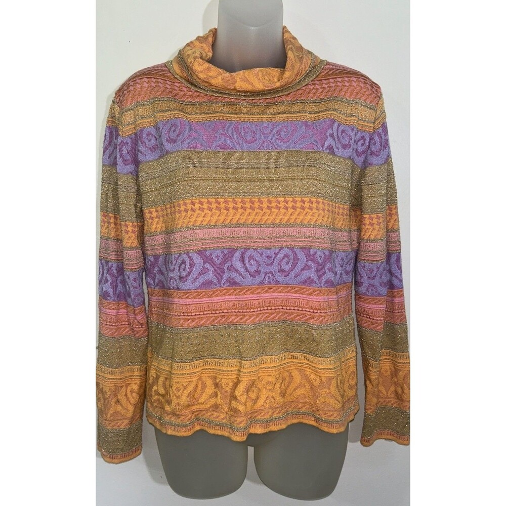 Vintage 90s VERSACE Classic V2 Metallic Lurex Knit Sweater Maximalist Odd